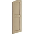 thumbnail image 3 of Ekena Millwork 18"W x 76"H (70" Low Side) Timberthane Knotty Pine Two Equal Flat Panel w/Elliptical Top Faux Wood Shutters (Per Pair), Primed Tan, 3 of 6