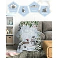 thumbnail image 5 of Merry Christmas Throw Blankets, Xmas Snowman Snowy Pine Tree Soft Fleece Blanket Decorative for Home Sofa Couch Chair Living Bedroom,60x80 Inches, Blue Winter, 5 of 6