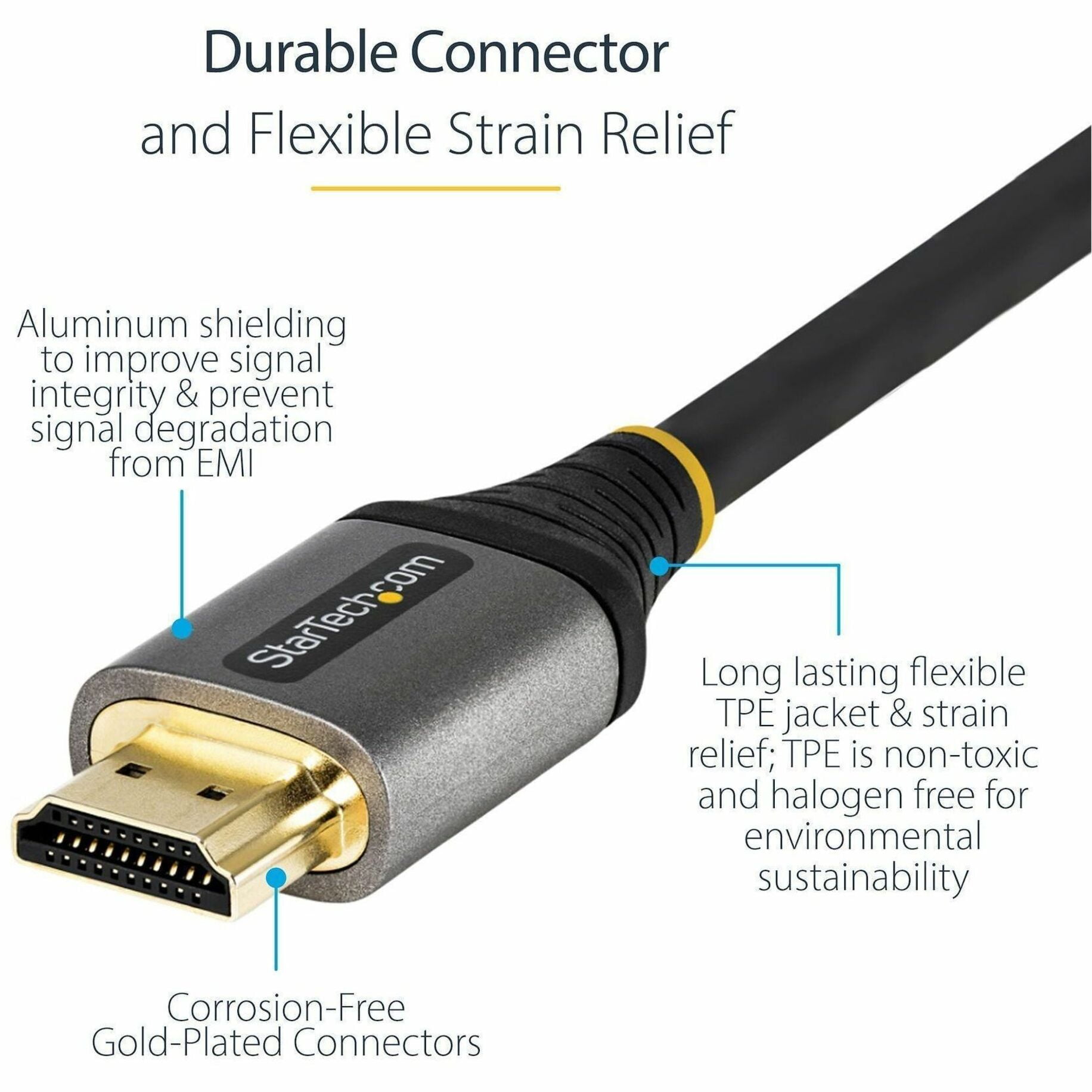 Startech.com 10ft (3m) Premium Certified Hdmi 2.0 Cable With Ethernet, High Speed Ultra Hd 4k 60hz Hdmi Cable Hdr10, Arc, Hdmi Cord For Ultra Hd Monitors, Tvs, Displays, W/ Tpe Jacket - Durable Hdmi