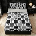 thumbnail image 3 of Erosebridal Kawaii Checker Bow Zipper Queen Comforter Set with Fitted Sheet and 2 Pillowcases for Women, Black Classic Grid Ribbon Zipper Bedding Set, Gray Reversible, 4-Piece, 3 of 7