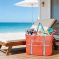 thumbnail image 6 of Extra Large Heavy Duty Mesh Beach Tote Bag, Spacious Swimwear & Pool Gear Storage Bag, Toiletry Organizer Pouch, for Beach Trips Pool Days Vacation Travel/Outdoor Daily, 16*16*8in, Watermelon Red, 6 of 7