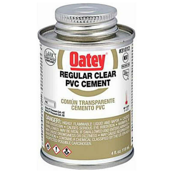 Oatey 31012V Clear PVC Pipe Cement, 4 oz. - Quantity 24