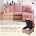 thumbnail image 4 of L-Shaped Sectional Sofa,Corduroy Convertible 3-Seat Sofa Couch with Pull-Out Storage,Ottoman for Living Room,Apartment,Pink, 4 of 7
