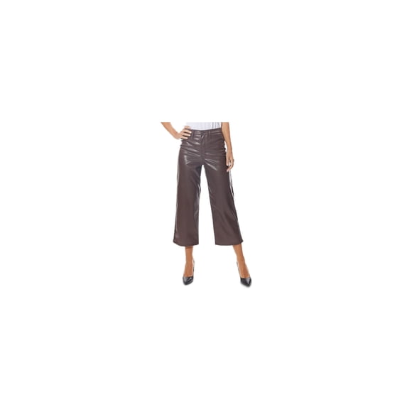 Dollhouse Womens Cropped Vegan Leather Wide-Leg Pants, Buck/1