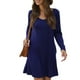 thumbnail image 1 of Vestido con cuello en V para mujer Vestido casual de color puro Bolsillos laterales elegantes Vestido de manga larga Azul purpúreo S, 1 of 7