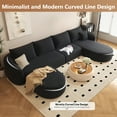 thumbnail image 3 of 138.6" U Shaped Modern Modular Sectional Curved Sofa with Ottoman, Minimalist Style Comfy Cloud Couch for Living Room Apartment, No Assembly Required Boneless Couches (Black,Right Facing Chaise), 3 of 7