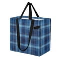 thumbnail image 2 of Blue Plaids Foldable Canvas Tote Bags Reusable Grocery Bags Laundry Bags Beach Bag 32L, 2 of 7