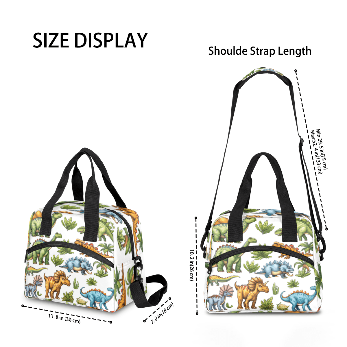 Herdesigns Dinosaur Insulated Lunch Bag for Women Men Adults Large Reusable Lunch Box Dinosaur Theme Leakproof Cooler Tote Bags with Adjustable Shoulder Strap
