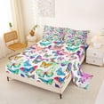 thumbnail image 2 of Erosebridal Colorful Butterfly Queen Sheet Sets,Watercolor Splash Ink Bed Set For Girls Kids 4 Pieces, 2 of 6