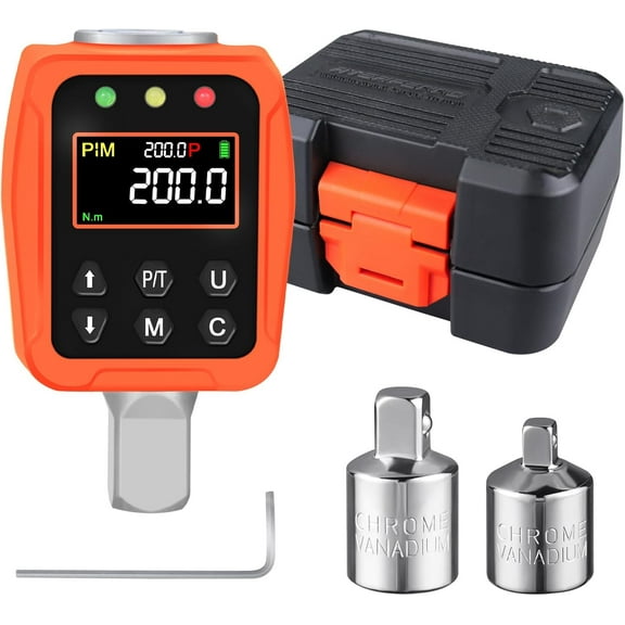 1/2" Digital Torque Adapter, 7.4-147.5 Ft-lb/10-200 Nm,1/2” Drive Digital Torque Wrench Converter,3/8'' & 1/4'' Adapter