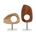 thumbnail image 6 of Kate and Laurel Yoakes Wood and Marble Decorative Sculptures, 2 Piece Set, Natural and Walnut, Sculptural Wooden Decor Accents for Shelf Decor or Bedroom Design, 6 of 10