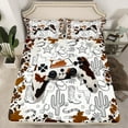 thumbnail image 3 of Feelyou Cow Print Gamepad Twin Sheet Sets, Hippie Western Cactus Twin Fitted Sheet, Tribal Cowgirl Cowboy Flat Sheet, Lightweight Room Decor, 3 Pieces, 3 of 8