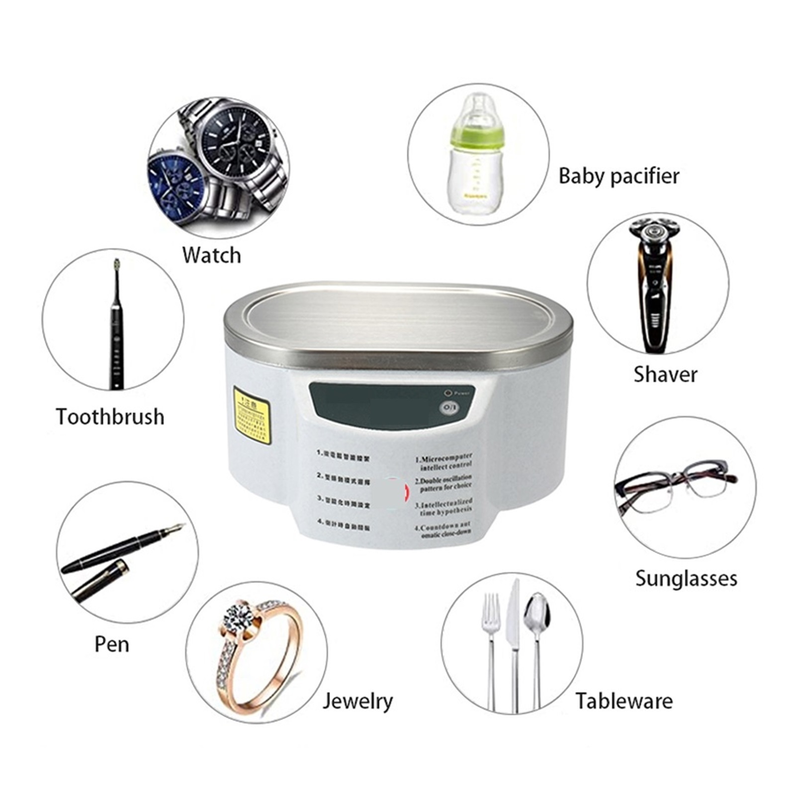 600ML Ultrasonic Cleaner Digital Ultrasonic Bath Jewelry Glasses Circuit Board Cleaning Machine Ultrasound Sterilizing Machine ,Strong Cleaning