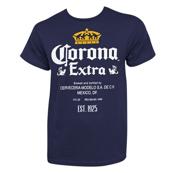 Corona Extra Bottle Label Navy Blue T-Shirt-Small