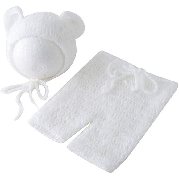 Baby Photography Props Bear Hat Pants Boy Girl Photo Shoot Outfits Newborn Crochet Costume Infant Knitted Clothes Mohair Set