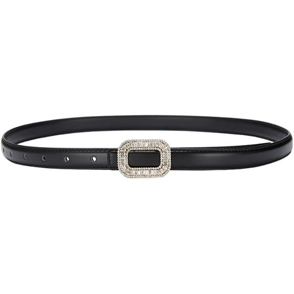 Women Rhinestone Leather Belt, Womens Leather Belt with Crystal Diamond Buckle, Designer Belts for Pants Jeans Dresses