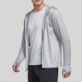 thumbnail image 2 of Fanxing Men’s Sun Shirts with Thumb Holes UPF 50+ Rash Guard for Men Long Sleeve Zip Up Hoodie with Pockets Lightweight Jacket for Swimming Hiking Jogging Gray,XXL, 2 of 8