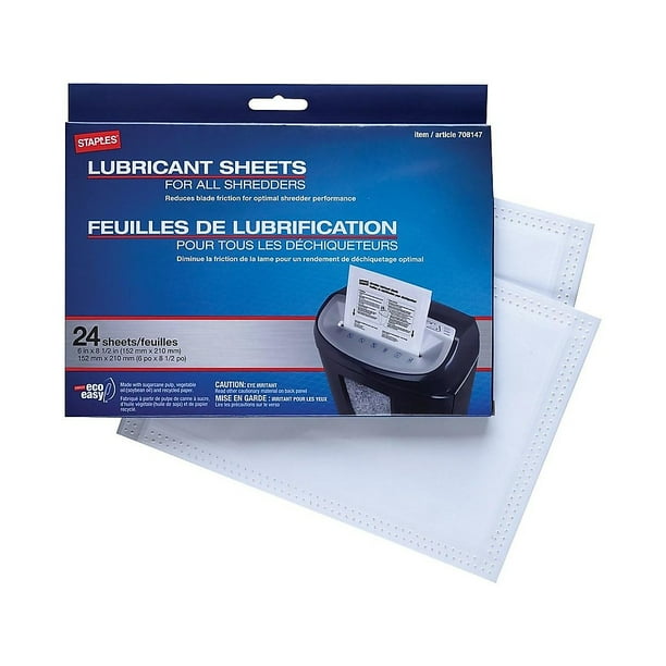 Staples Shredder Lubricating Sheets 24/pk TR36395CC
