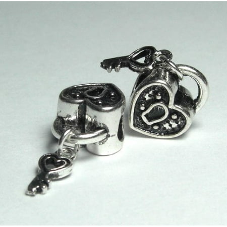 - Silver Bead Spacer Charm KEY to My Heart Fits Pandora Chamilia Troll Style Bracelet