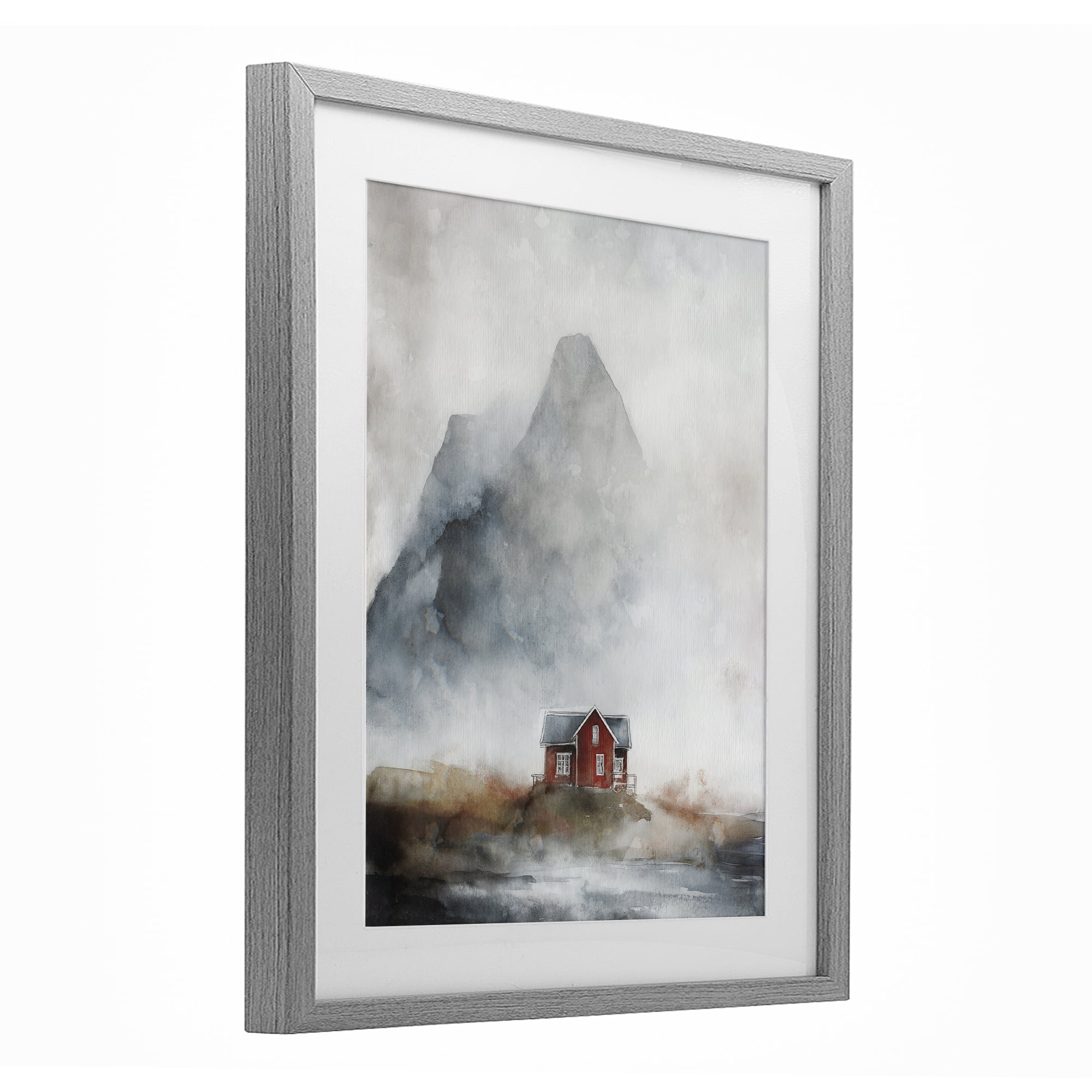 Stupell Industries Foggy Hugged Hut Gray Framed Print Under Glass, design by Svetlana Aleynikova
