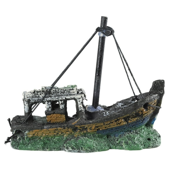 Aquarium Sinking Ship Decorations Sunken Ship Ornaments Resin Shipwreck Cave Betta