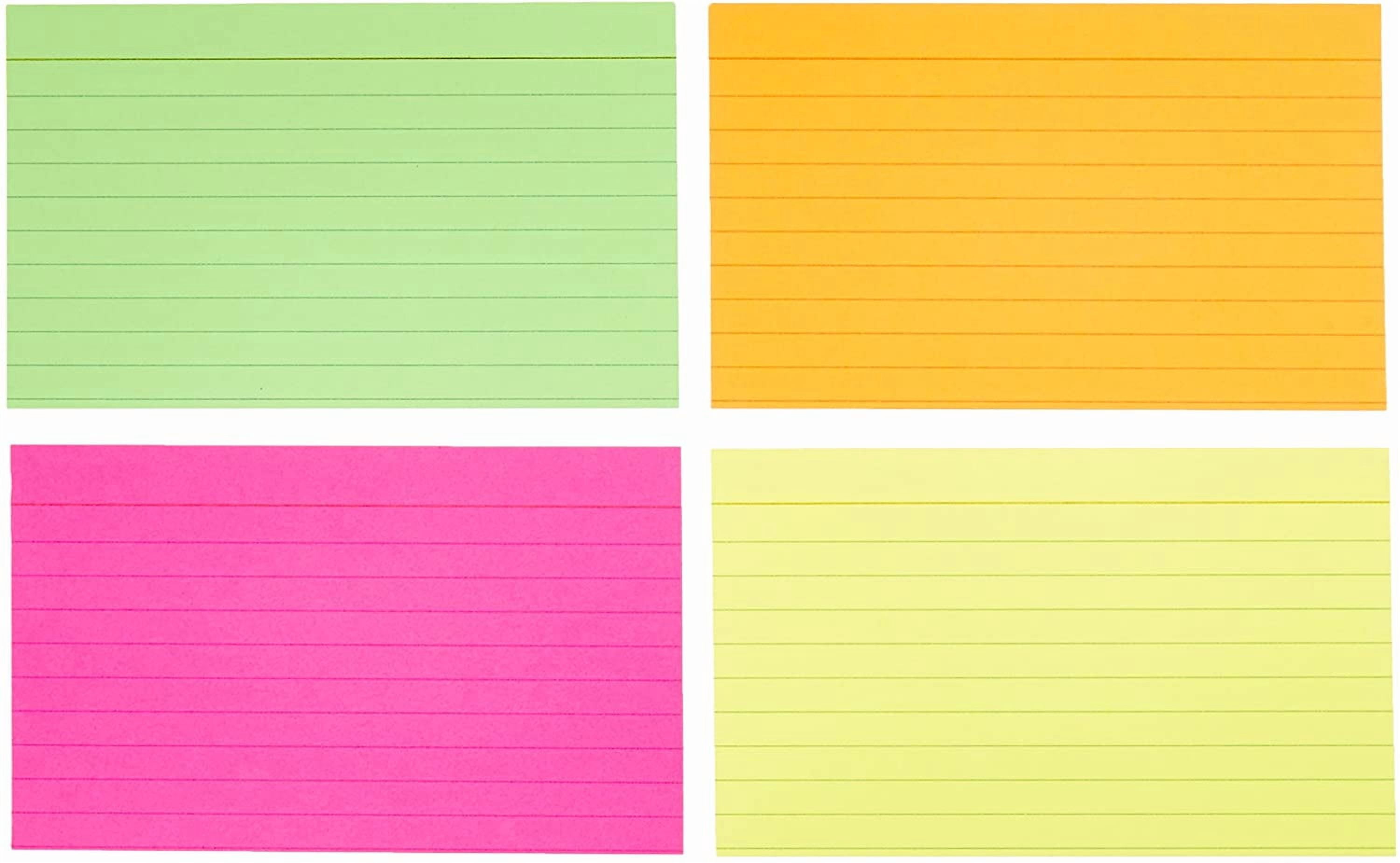 Ruled Index Flash Cards for Studying and Note Taking, Color Coding, Assorted Neon Colors, 3" x 5", 300-Count