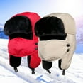 thumbnail image 1 of Winter Unisex Face Mask Earflap Plush Lined Hat Thick Warm Outdoor Riding Cap, 1 of 7