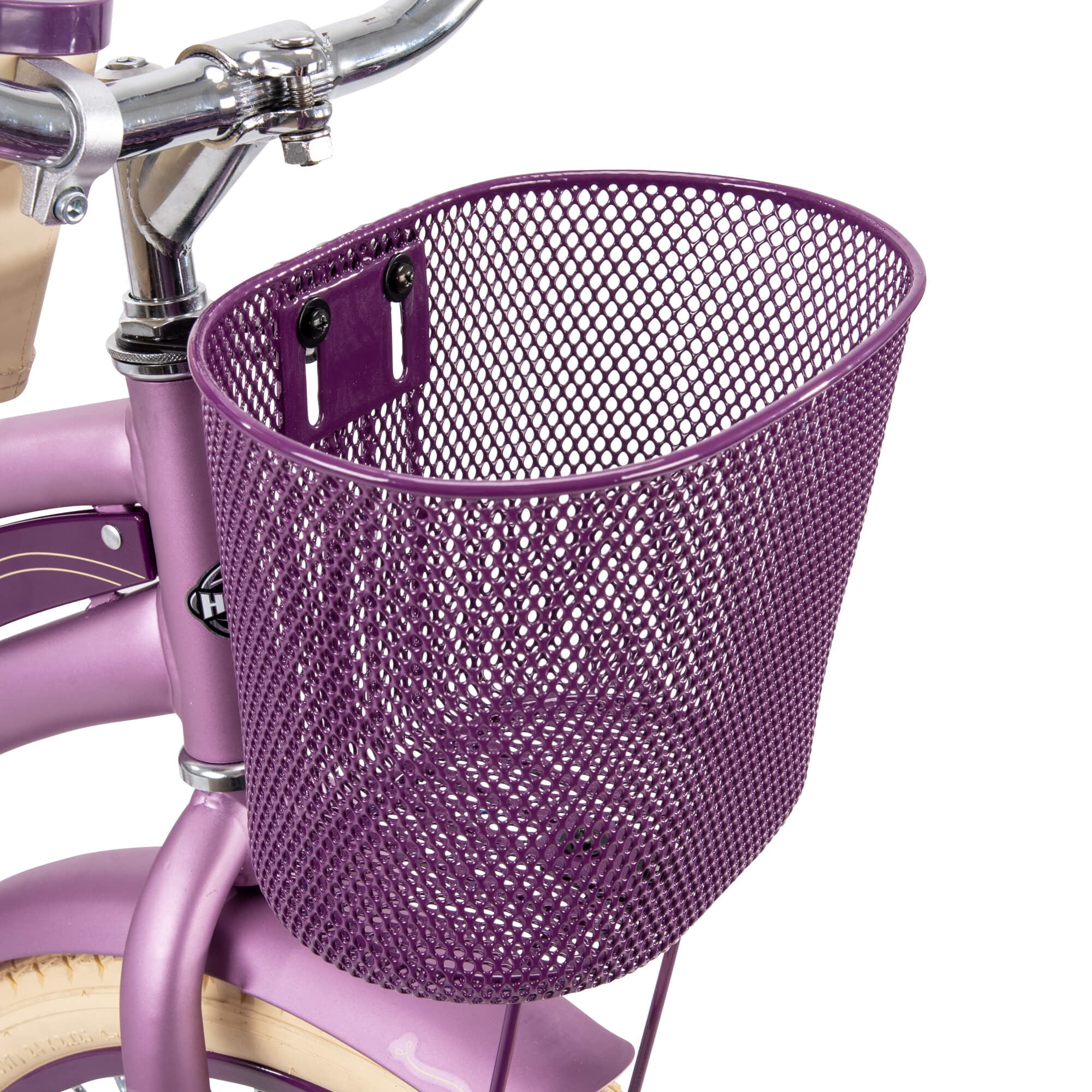 purple bicycle basket