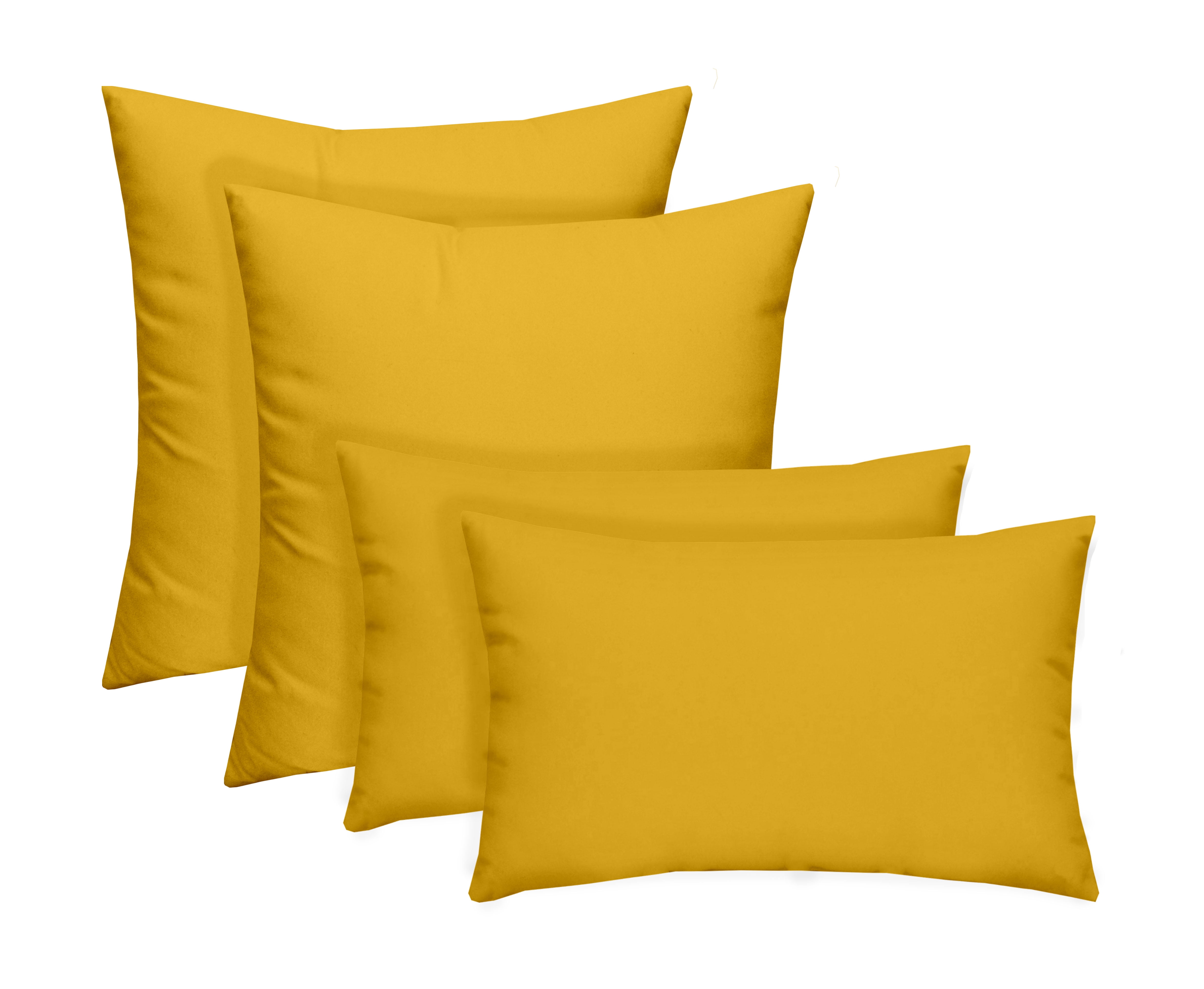 Set of 4 Indoor / Outdoor Pillows - 2 Square Pillows & 2 Rectangle / Lumbar Decorative Throw Pillows - Solid Yellow