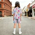 thumbnail image 3 of Grblisyd Back to School Outfits for Girls Short Sleeve Crew Neck T Shirts Top and Shorts Clothing Sets, 3 of 5