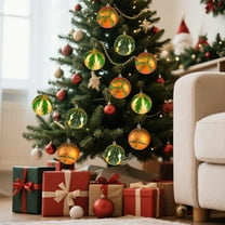 Christmas Ornaments Emerald Green Balls Set,9Pcs Shatterproof Glitter Christmas Tree Decorations Ornaments Balls with Strings for Xmas Tree Decoration & Christmas Party Decoration - 6 Style