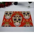 thumbnail image 2 of PKQWTM sugar skull floral patter Kitchen Dining Table Mats Placemats Size 12x18 Inches, Set of 2 Pieces, 2 of 2