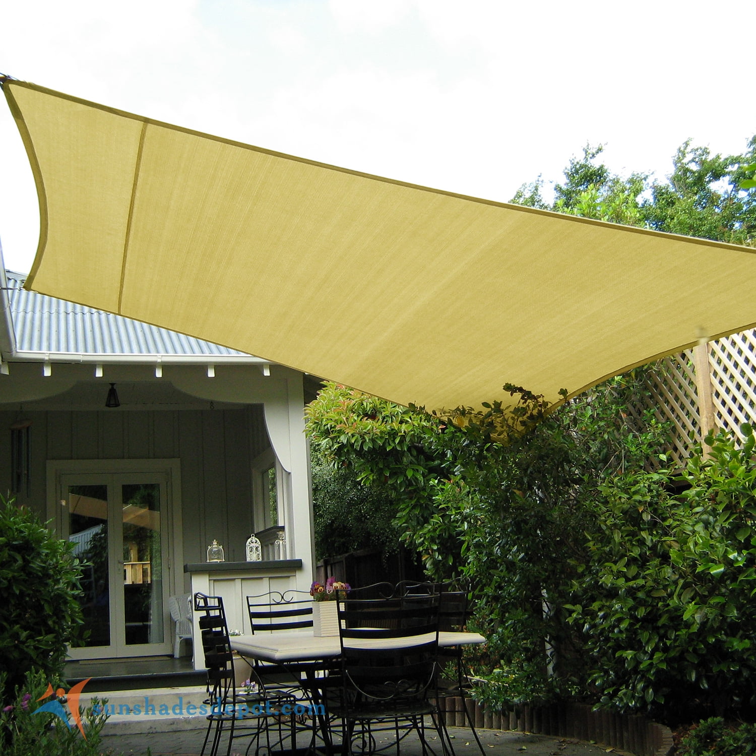 Sunshades Depot 10' x 18' Rectanlge Waterproof Knitted Shade Sail Curved  Edge Yellow 180 GSM UV Block Shade Fabric Pergola Carport Canopy  Replacement 