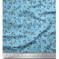 thumbnail image 1 of Soimoi Blue Poly Georgette Fabric Leaves & Berries Fruits Decor Fabric Printed Yard 42 Inch Wide, 1 of 3