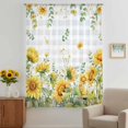 thumbnail image 3 of Sunflower Sheer Curtains 108" Extra Long, Summer Eucalyptus Botanical Floral Grey Plaid Light Filering Curtains, Privacy Drapes Simi Floor to Veiling Curtain for Living Room Large Window Treatment, 3 of 9