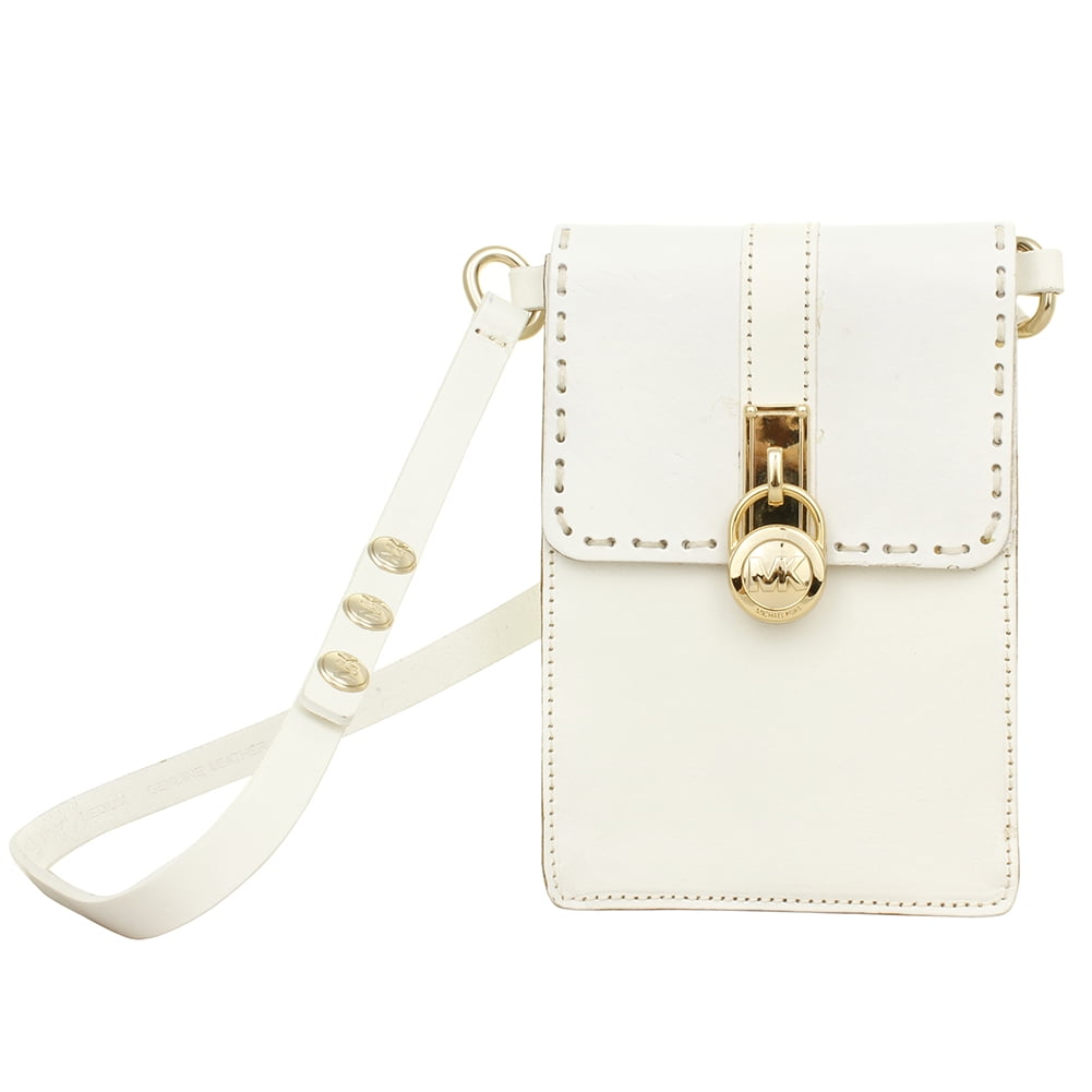 Michael Kors Ladies 552527 Hamilton Lock Leather Belt Bag White Gold S 