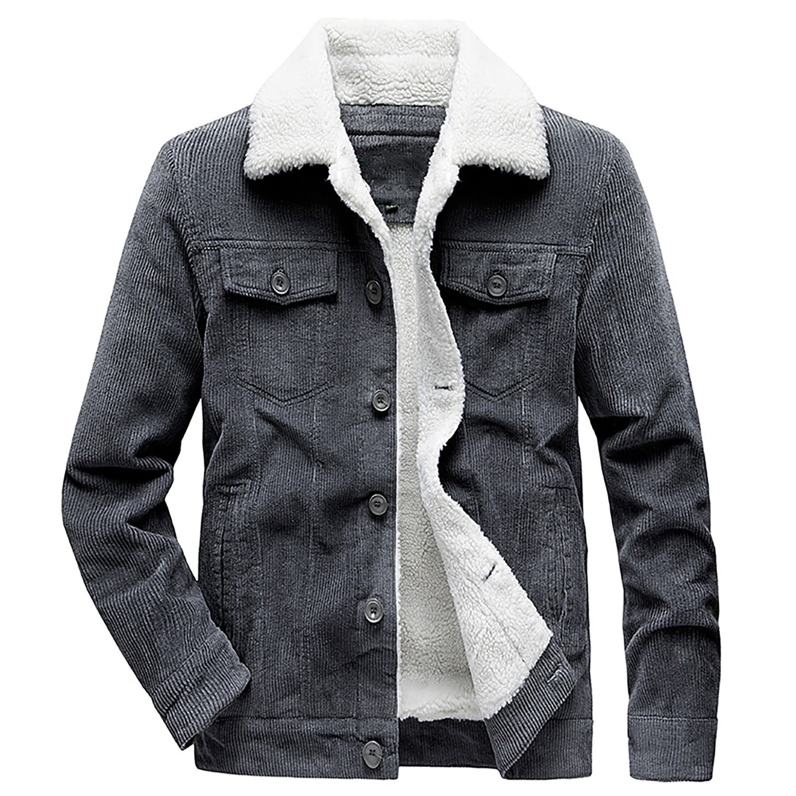 Men's Fall And Winter Casual Fashion Solid Color Jacket Button Corduroy  Jacket Tops