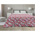 thumbnail image 1 of Hawaii Down Alternative Comforter, Vintage Blossom Floral Illustration with Fresh Spring Flowers, Microfiber Quilt for All Season, 5 Sizes, Marigold Army Green, by Ambesonne, 1 of 3