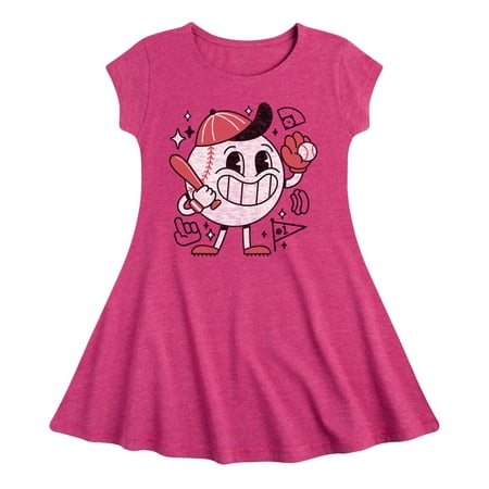

Instant Message - Baseball Mascot - Girls Fit And Flare Cap Sleeve Dress