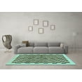 thumbnail image 3 of Ahgly Company Indoor Round Checkered Light Blue Modern Area Rugs, 6' Round, 3 of 4