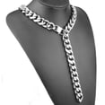 thumbnail image 6 of QQTDFG Men Chain Necklace Stainless Steel Curb Link Choker 12/15/17/19mm Christmas Gift-34 inch or 86cm-12mm width-Silver, 6 of 6