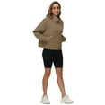 thumbnail image 5 of Pdbokew Women's Waffle-Knit Hoodie Top with 1/2 Zip for Casual Wear Autumn Sweatshirt Khaki XL, 5 of 9