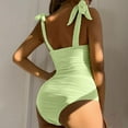 thumbnail image 4 of One Piece Swimsuit for Women Low Back Adjustable Straps Tie Back Solid ColorBathing Suit Spa Beach Swimwear (S, Green), 4 of 7