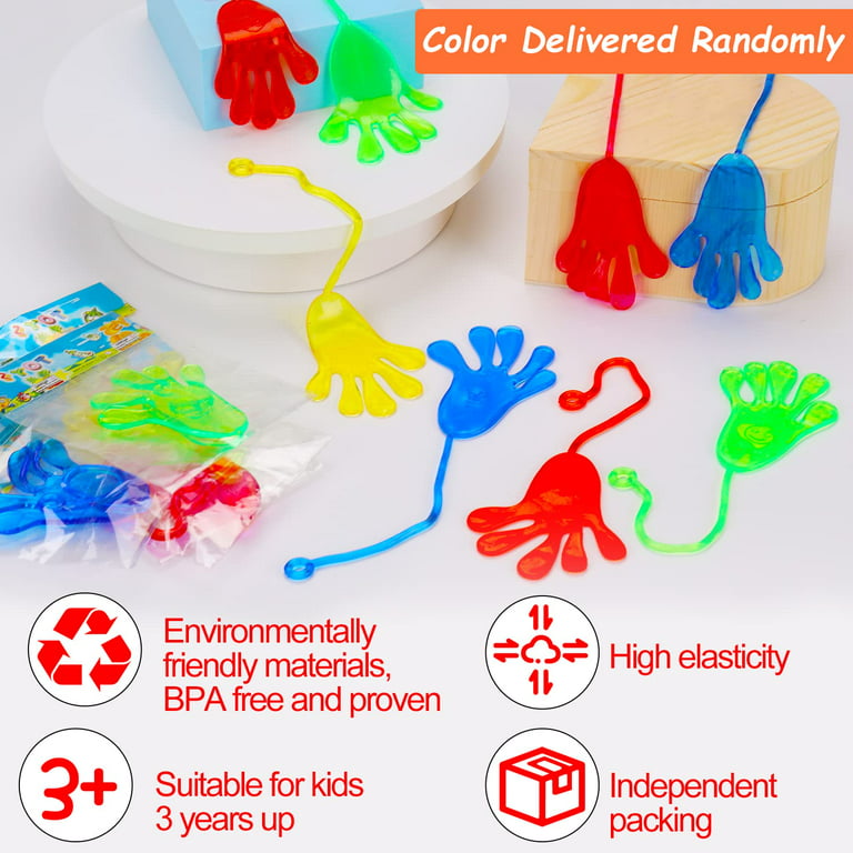 Thremhoo 40 Pcs Sticky Hands for Kids Goodie Bag Stuffer Stretchy Treasure Box Toy Classroom Prize Student Mini Toys Bulk Pinata Fillers