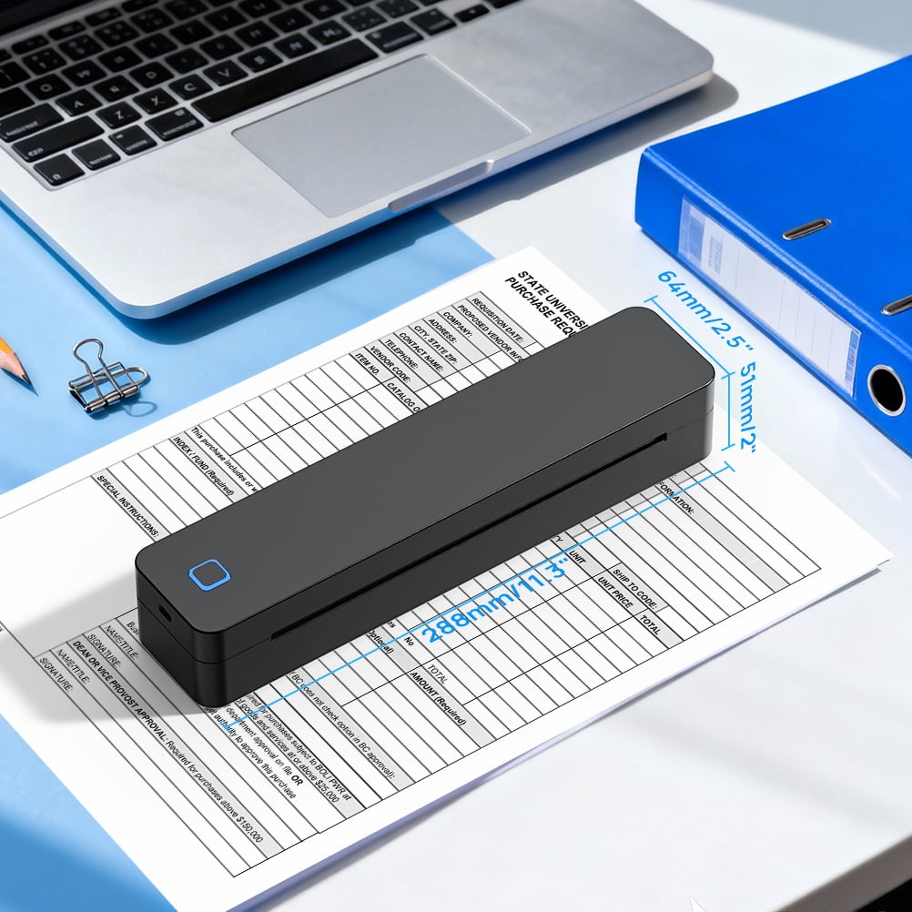 D830B Wireless Thermal Printer Portable for Travel Office School Includes 1 Paper Roll Supports A4 Letter Ink-Free iOS Android Laptop