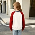 thumbnail image 5 of Raglan Sweatshirts for Girls Color Block Long Sleeve Crewneck Pullover Fall Tops, 5 of 6