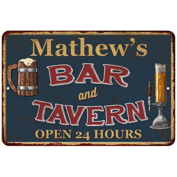 Mathew's Green Bar & Tavern Rustic Sign Decor 8x12 208120047475