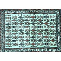 Ahgly Company Indoor Rectangle Persian Light Blue Traditional Area Rugs, 5' x 7'