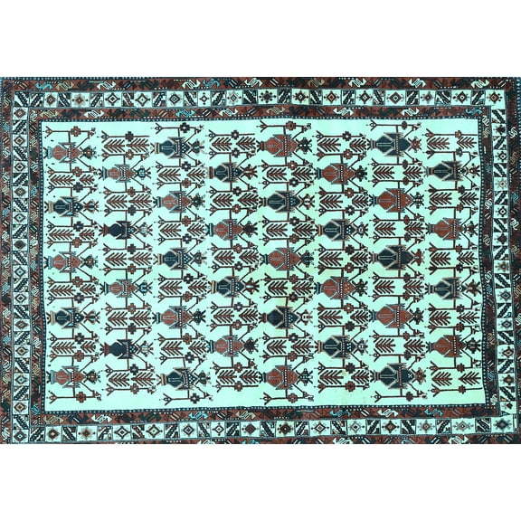 Ahgly Company Indoor Rectangle Persian Light Blue Traditional Area Rugs, 5' x 7'