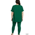 thumbnail image 4 of Zenana Plus Size Round Neck Brushed DTY Microfier Short Sleeve Hi-Low Hem & Full Length Leggings Loungewear Set, 4 of 5